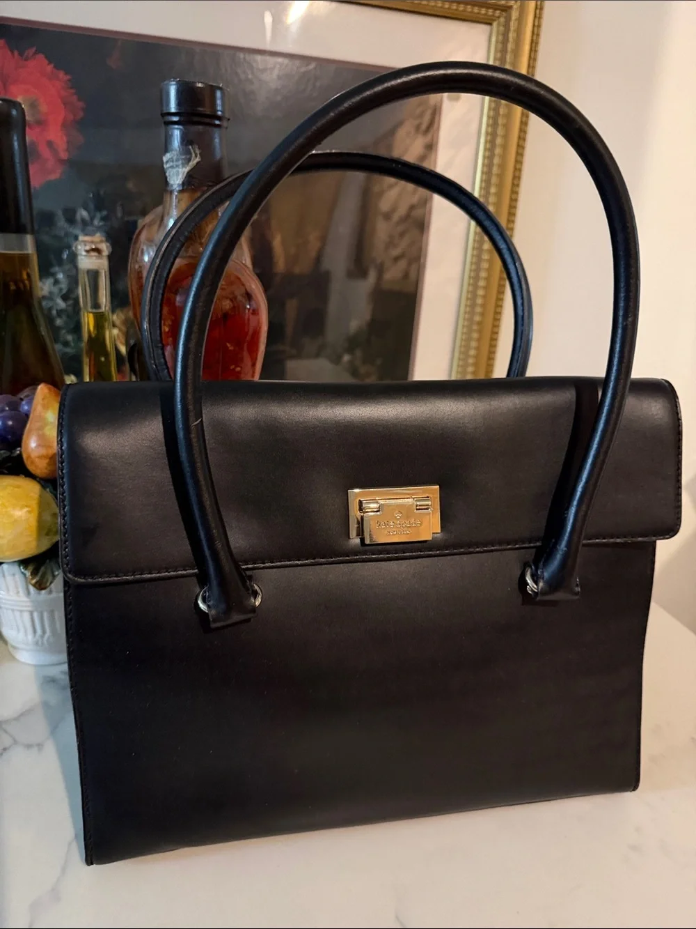 kate spade Black Leather Briefcase with Gold Hardware Open to Offers!